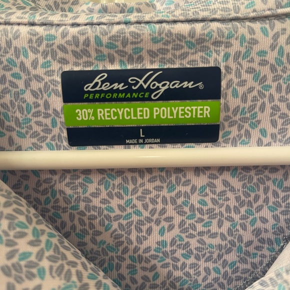 Ben Hogan Performance Light Blue Patterned Golf Polo Recycled Polyester - large - Picture 3 of 4